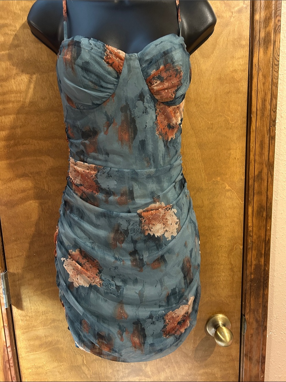 Windsor Teal Floral Bustier Mini Dress